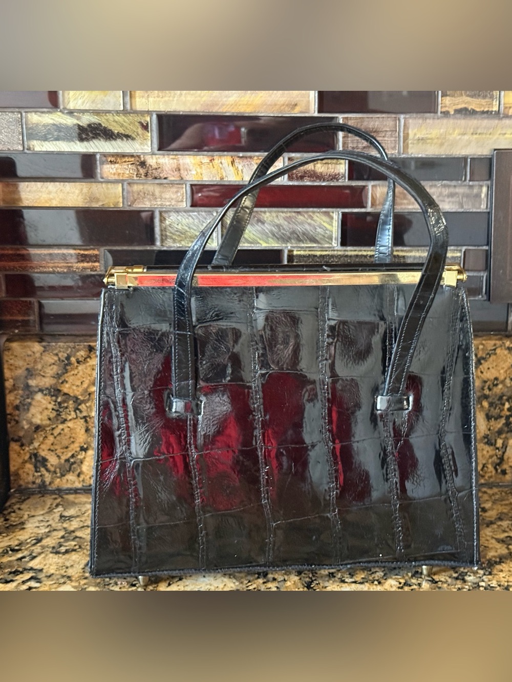 Vintage Black Alligator Handbag